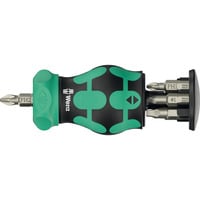 Wera Kraftform Kompakt Stubby Magazin RA 4, Bit-Satz schwarz/grün, 6-teilig, 1/4", mit Ratschenfunktion