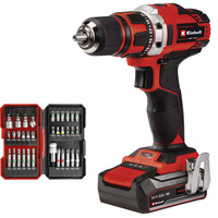EINHELL Power X-Change Akku-Bohrschrauber TE-CD 18/40 Li, 18Volt rot/schwarz, 1x Li-Ion-Akku 2,5Ah, mit Bit-Set 34-teilig