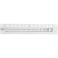 Digitus Modulares Patchpanel, 12-Port, unbestückt grau, 1 HE, für Keystone-Module