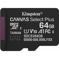 Kingston Canvas Select Plus 64 GB MicroSDXC, Speicherkarte schwarz, UHS-I U1, Class 10, V10