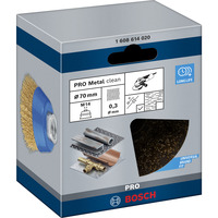Bosch PRO Metal clean Topfbürste, Ø 70mm, vermessingt 0,3mm Stahldraht, M14, für Winkelschleifer