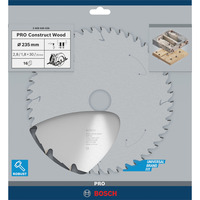 Bosch PRO Construct Wood Kreissägeblatt, Ø 235mm, 16Z Bohrung 30mm, für Handkreissägen