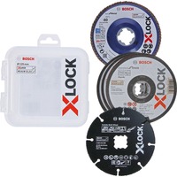Bosch PRO Cutting and Grinding, X-LOCK Trennscheiben-Set 125mm 5-teilig, inkl. Fächerschleifscheibe