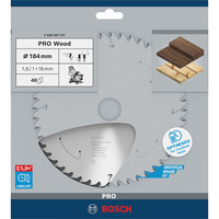 Bosch PRO Wood cordless Kreissägeblatt, Ø 184mm, 48Z Bohrung 16mm, für Akku-Kappsägen