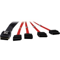 Inter-Tech Kabel SFF 8087 > 4x SATA schwarz/rot, 1 Meter (teilummantelt)