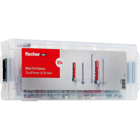 fischer Mini FixTainer DuoPower + Schrauben, Dübel hellgrau/rot, 95-teilig