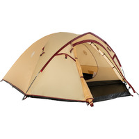 Coleman Darwin 4 Plus Summer, Zelt beige/dunkelrot