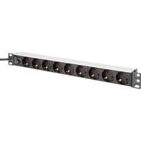 Digitus Steckdosenleiste 19" PDU mit Aluminiumprofil, 9-fach, Vorsicherung schwarz/aluminium, 2 Meter Kabel, 1 HE, 10A, Kaltgerätestecker C14