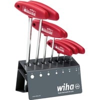 Wiha Stiftschlüssel-Set mit Quergriff Classic, Schraubendreher rot, 8-teilig, mit Werkbankständer
