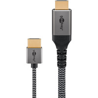 goobay Plus Slim High-Speed-HDMI-Kabel mit Ethernet, 8K @ 60Hz grau, 1 Meter