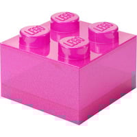 Room Copenhagen LEGO Storage Brick 4 Top Lid Glitter , Aufbewahrungsbox pink/transparent