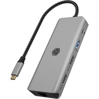 ICY BOX IB-DK4012-CPD, Dockingstation aluminium, HDMI, USB-A, DisplayPort, SD/microSD-Kartenleser