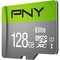 PNY Elite microSD 128 GB, Speicherkarte grau/grün, Class 10, UHS-I