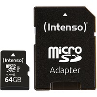 Intenso UHS-I Performance 64 GB microSDXC, Speicherkarte schwarz, UHS-I U1, Class 10