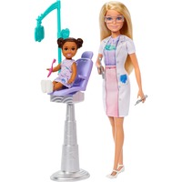 Mattel Barbie Zahnärztin-Puppe mit 1 Kinderpuppe und Accessoires