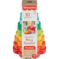 Fisher-Price Ring-Stapelspielzeug aus Holz, Geschicklichkeitsspiel 10 Holzteile