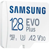 SAMSUNG EVO Plus 128 GB microSDXC (2021), Speicherkarte weiß, UHS-I U3, Class 10, V30, A2