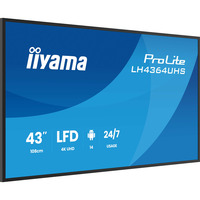 iiyama ProLite LH4364UHS-B1AG, Public Display schwarz (matt), UltraHD/4K, VA, WiFi, Fernbedienung