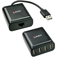 Lindy 4 Port USB 2.0 Cat.6 Extender, USB-Extender schwarz, 60m