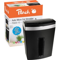 Peach Auto Micro Cut Schredder PS600-10, Aktenvernichter schwarz/silber