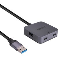 Lindy 4 Port USB 3.0 Hub, USB-Hub grau/schwarz, 5m