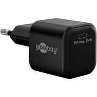 goobay USB-C Schnellladegerät Nano, PD, GaN, 65 Watt schwarz, 1x USB-C, Power Delivery 3.0