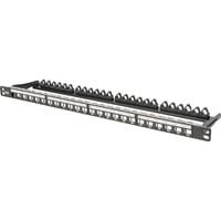 Digitus Modulares High Density Patch Panel, 24-Port, Rack Mount, geschirmt, Patchpanel schwarz, 0,5 HE, für Keystone-Module, mit Beschriftungsfeld