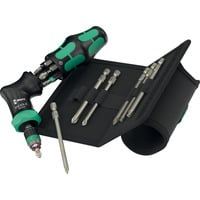 Wera Kraftform Kompakt Pistol RA-R 2, Bit-Satz schwarz/grün, 13-teilig, 1/4", mit Ratschenfunktion und Rapidaptor Schnellwechselfutter
