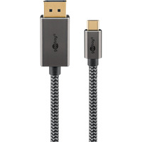 goobay USB Adapterkabel, USB-C Stecker > DisplayPort Stecker, 4K 60Hz schwarz/silber, 1 Meter, Textilkabel
