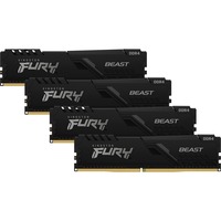 Kingston FURY DIMM 64 GB DDR4-3200 (4x 16 GB) Quad-Kit, Arbeitsspeicher schwarz, KF432C16BB1K4/64, Beast, INTEL XMP