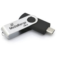 MediaRange USB Type-C 128 GB, USB-Stick schwarz/silber, USB 3.2 Gen 1 Type-C