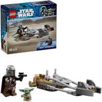 LEGO 75436 Star Wars Der Mandalorianer und Grogu auf ihrem Speeder Bike, Konstruktionsspielzeug 