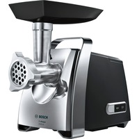Bosch Home Fleischwolf ProPower MFW67440 silber/schwarz, 700 Watt, Schnitzler-, Wurstfüller- und Kebbe-Aufsatz