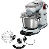 Bosch Home MUM9AX5S00 Küchenmaschine OptiMUM silber, 1.500 Watt, Serie 8, integrierte Waage, Timer, Profi-Patisserie-Set