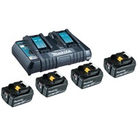 Makita Power Source Kit 18V 5Ah, Set schwarz, 4x Akku BL1850B, 1x Ladegerät DC18RD