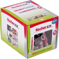 fischer Dübel DUOPOWER 10x80 LD hellgrau/rot, 25 Stück