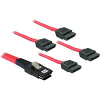 DeLOCK Adapterkabel Mini SAS SFF-8087 > 4x SATA 7-Pin rot, 1 Meter