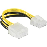 DeLOCK Kabel 8P EPS Stecker>Buchse 15cm, Verlängerungskabel schwarz/gelb, 15cm