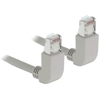 DeLOCK Patchkabel RJ45 Cat.6a S/FTP grau, 2 Meter, gewinkelte Stecker 2x oben