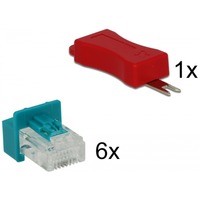 DeLOCK RJ45 Secure Clip mit Stecker, Halterung türkis, 6 Stück