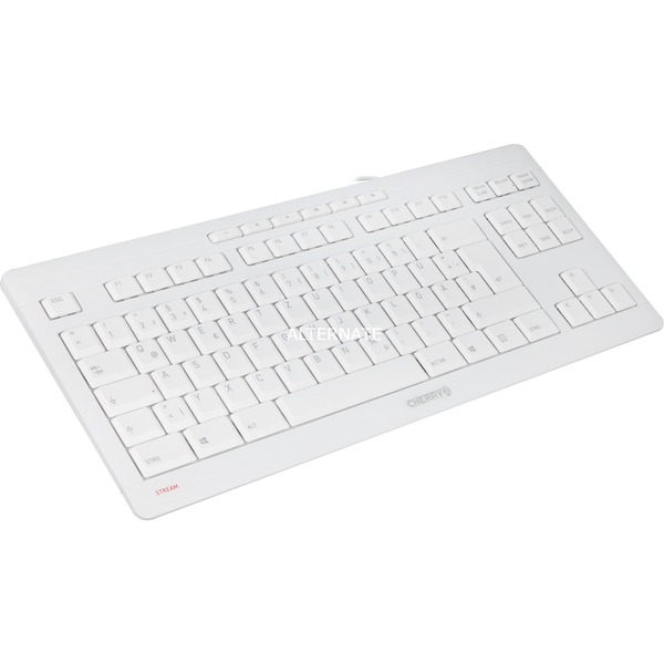 DE-Layout, TKL, STREAM weiß/grau, KEYBOARD CHERRY Tastatur SX-Scherentechnologie