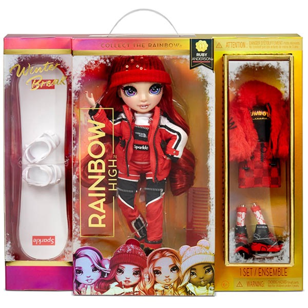 MGA Entertainment Rainbow High Winter Break Fashion Doll Ruby Anderson, Puppe rot