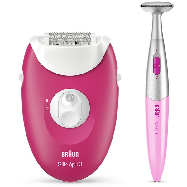 Braun Silk-épil 3-420, Epiliergerät Silk-épil Bikinitrimmer rosa/weiß, inkl