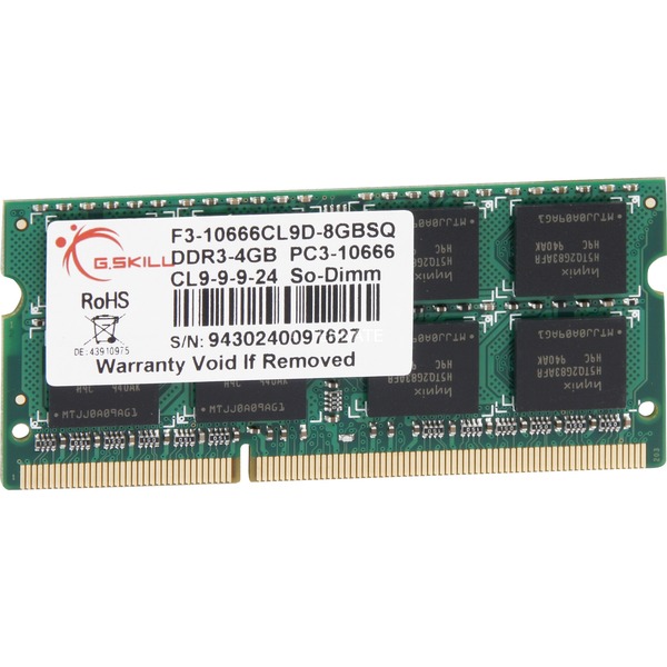 G.Skill SO DIMM 4 GB DDR3 1333 fur MacBook Pro iMac Arbeitsspeicher F3 10666CL9S 4GBSQ SQ Retail