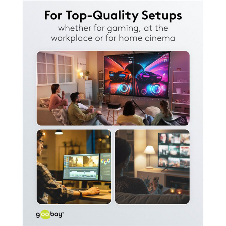 goobay USB Adapterkabel, USB-C Stecker > DisplayPort Stecker, 4K 60Hz schwarz/silber, 2 Meter, Textilkabel