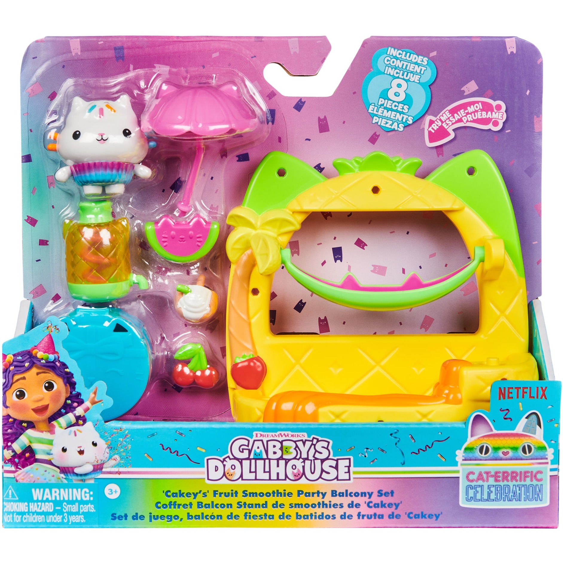 Spin Master Gabby's Dollhouse - Balkon-Spielset Kuchis Saftbar, Spielfigur