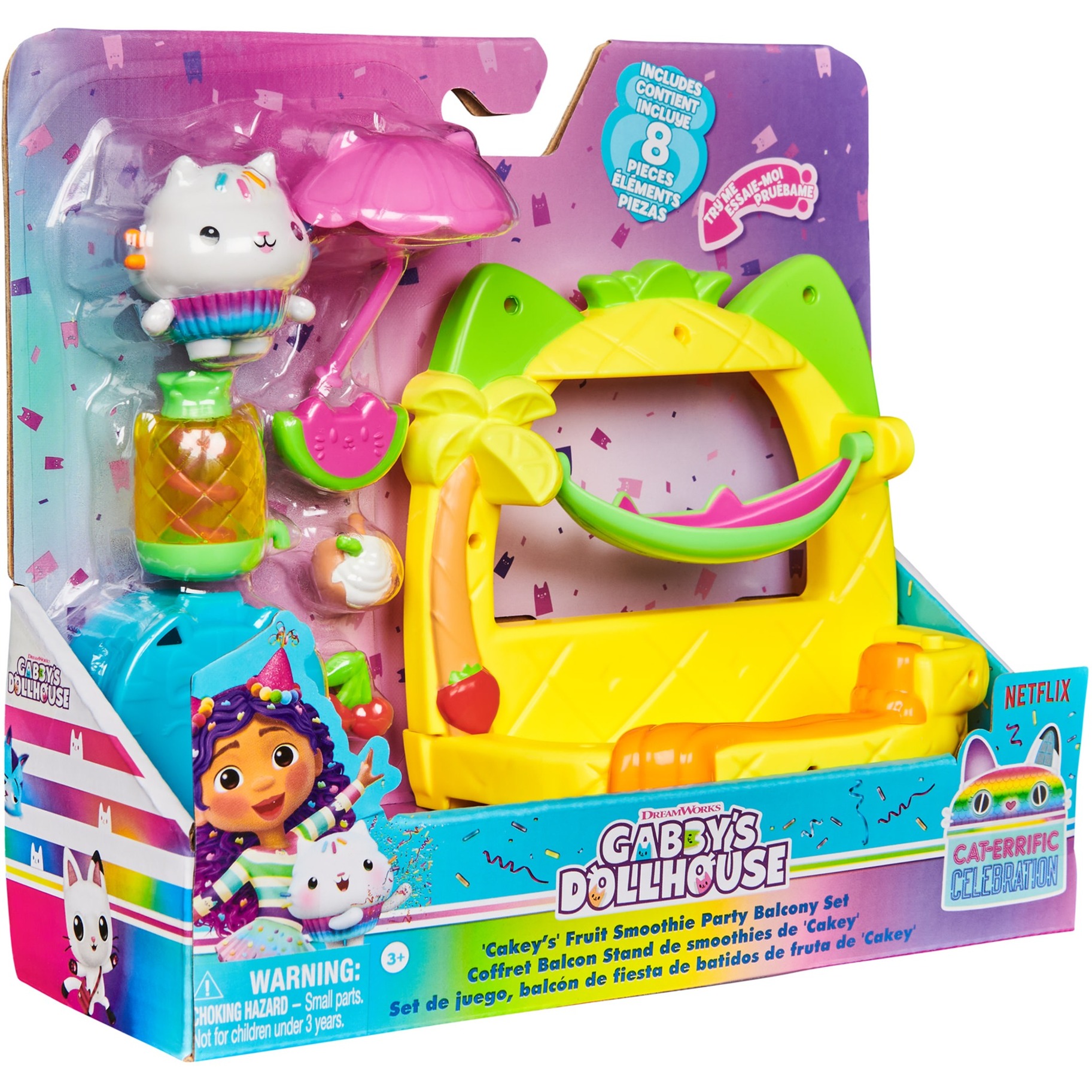 Spin Master Gabby's Dollhouse - Balkon-Spielset Kuchis Saftbar, Spielfigur