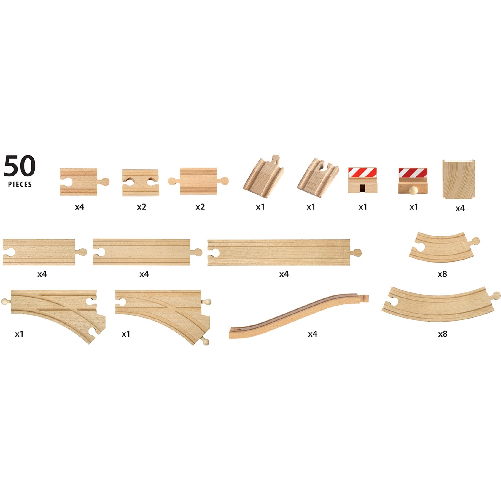 BRIO World XXL Großes Schienensortiment, Bahn holz, 50 Teile