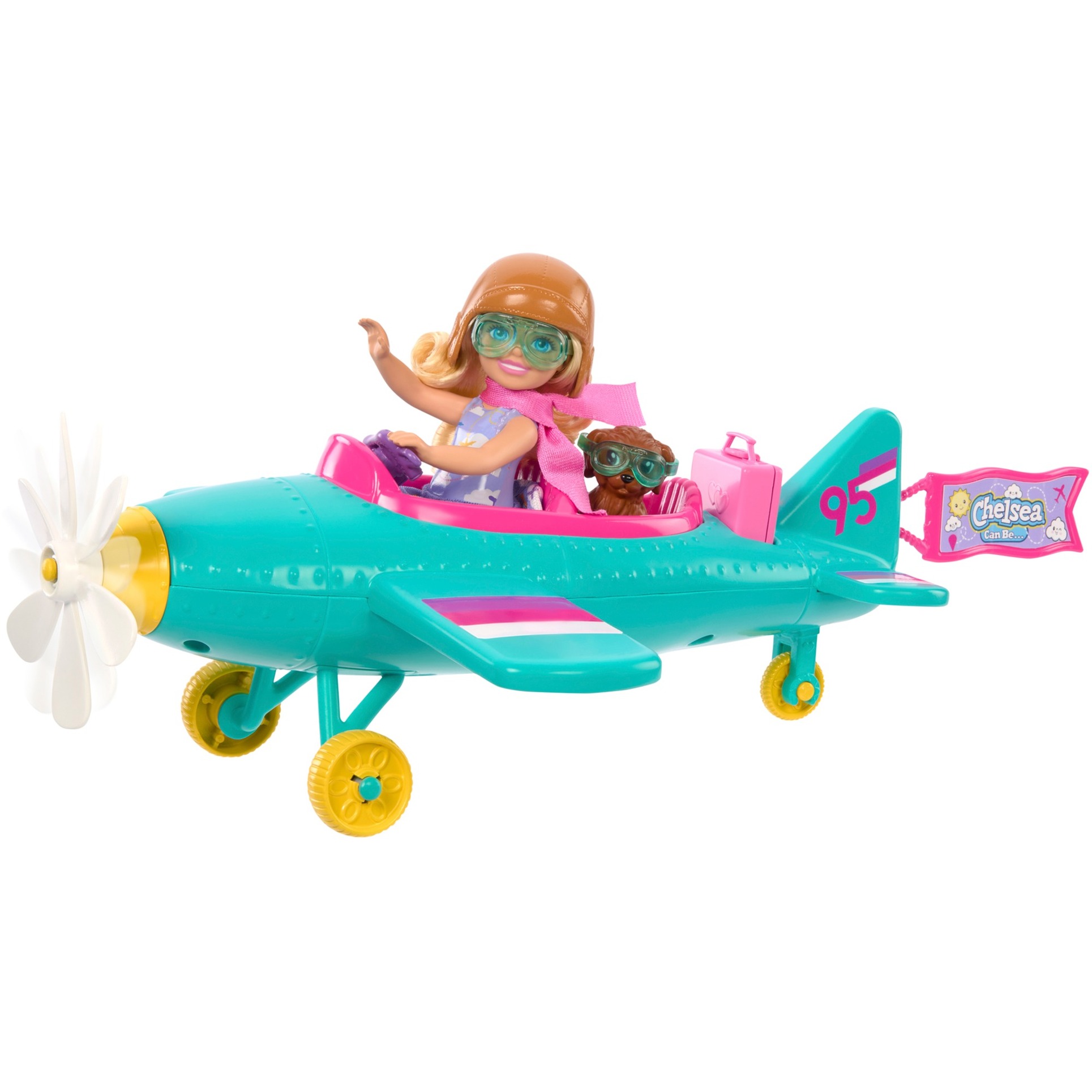 Mattel Barbie Chelsea Flugzeug Puppe und Spielset 7 Zubehörteile