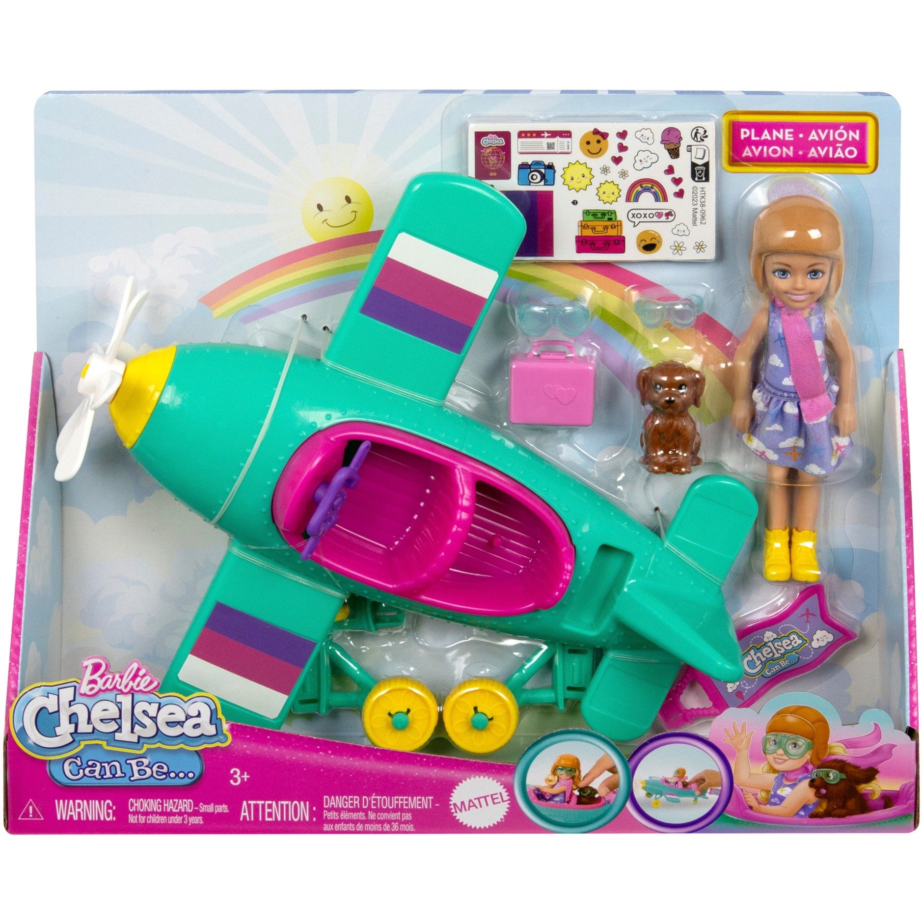 Mattel Barbie Chelsea Flugzeug Puppe und Spielset 7 Zubehörteile